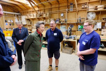 Royal recognition – The Princess Royal visits LandWorks - Prisoner Training & Placements Wood Workshop 375x249 - Prisoner Training & Placements